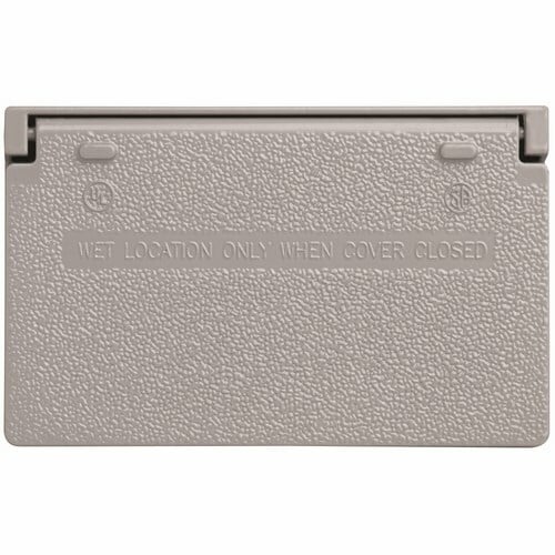 CA26GH Cast Weatherproof Decorator/GFCI Horizontal Cover, Self-Closing, Gray