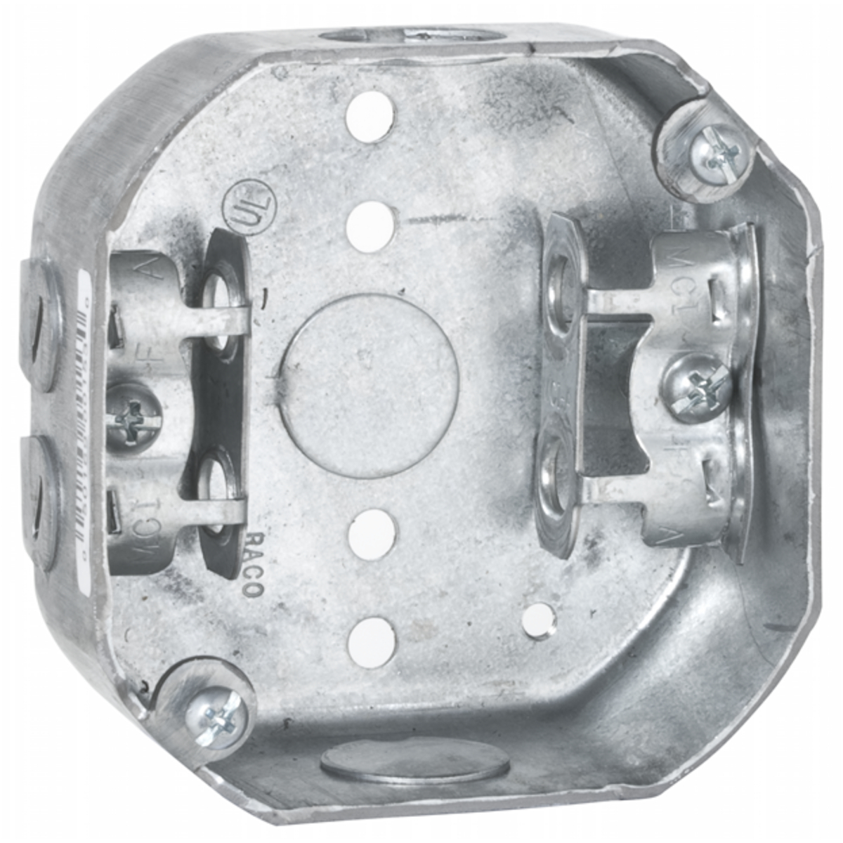 153 Octagon Box, Steel, 15.5 cu-in, 7 Knockouts