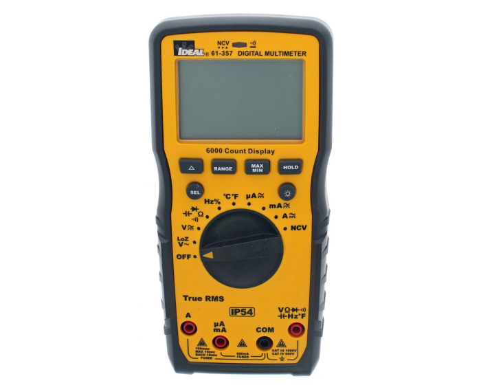 61-357 Auto Ranging Digital Multimeter With Bar Graph, 1000 V AC/DC, 6000 m V AC/DC Measuring, 1000 V AC/DC, 10 A, 60 MOhm, Backlit LCD Display