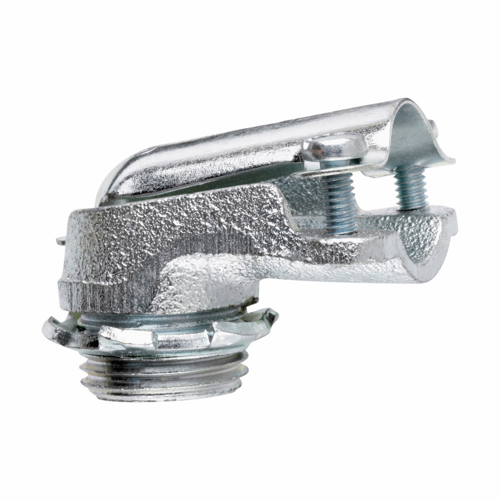 741 Non-Insulated NPSM Clamp Connector, 1-1/2 in Trade, 1-7/8 in Cable Openings, For Use With Flexible Metal Conduit, Malleable Iron, Zinc Plated