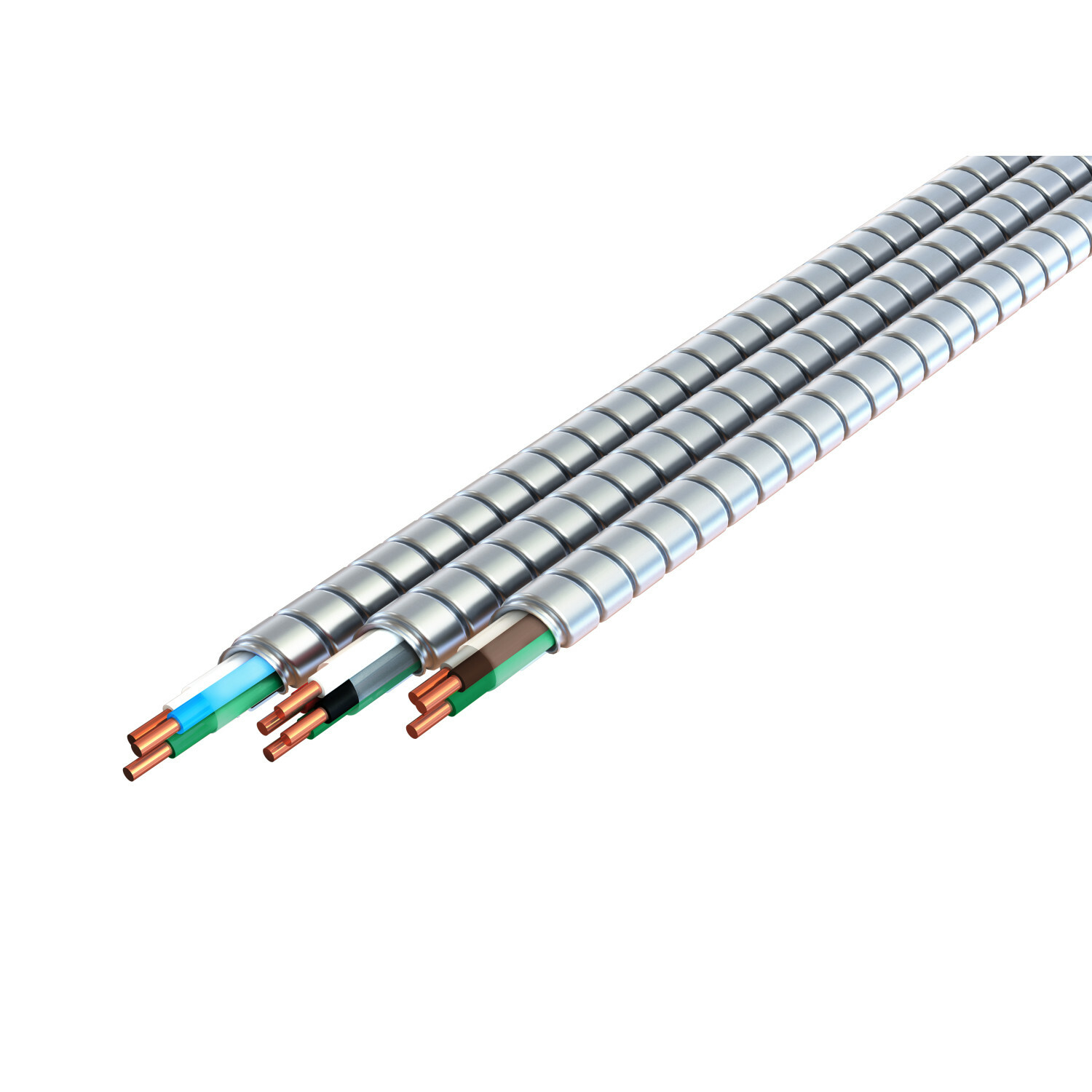 A058-60-00 MC Glide Lite Interlocked Aluminum Cable, 12/2, Stranded, Black/Red/White/Green, 1000 ft reel
