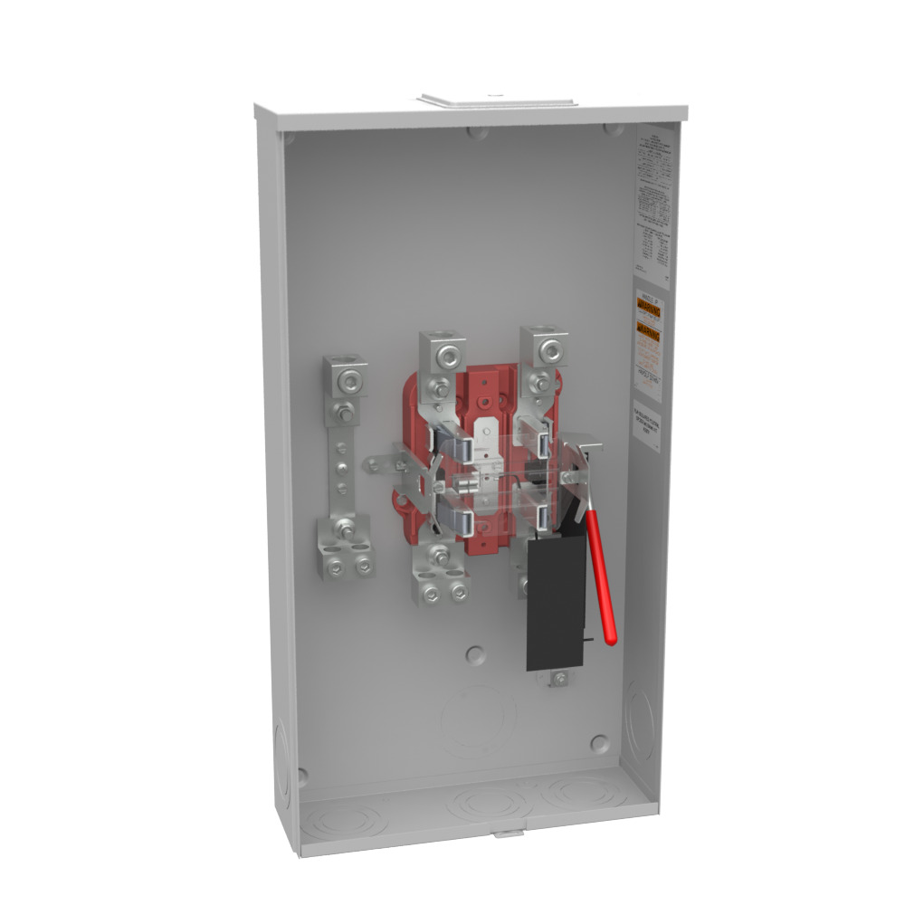 U4702-X-5T9-K3-K2-IL Single Position Meter Socket, 320 Amp, 1 Phase, Ringless, Lever, 5 Term, OH, UG, 600V, Barrel Lock Provision