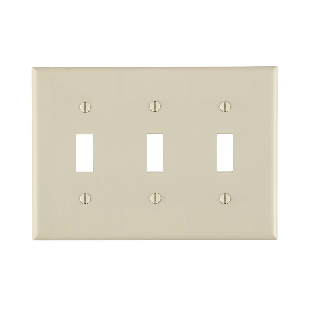 78011 Standard Size Traditional Wall Plate, 3 Gangs, 6.37 in W x 4.5 in H, Thermoset, Light Almond