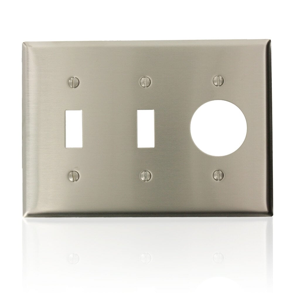 84088-40 Standard Size Combination Wall Plate, 3 Gangs, 6-3/8 in W x 4-1/2 in H, 302 Stainless Steel