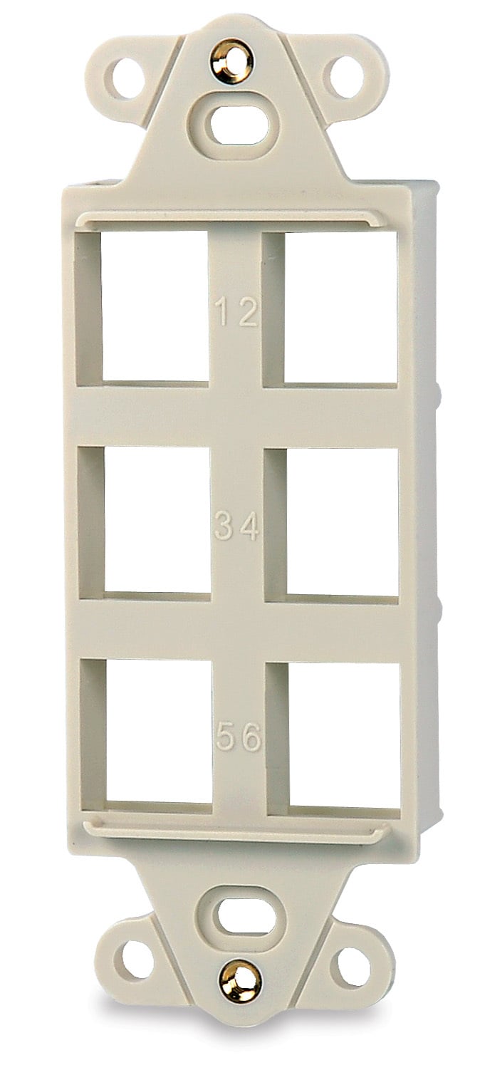 6-Port Decora Style Keystone Adapter, Light Ivory