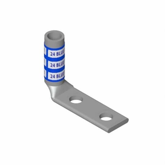 54876BEUB Color-Keyed 54800 2-Hole Non-Insulated Compression Lug Connector, 500 kcmil Copper Conductor, Die Code: 87, 1/2 in Stud, Copper