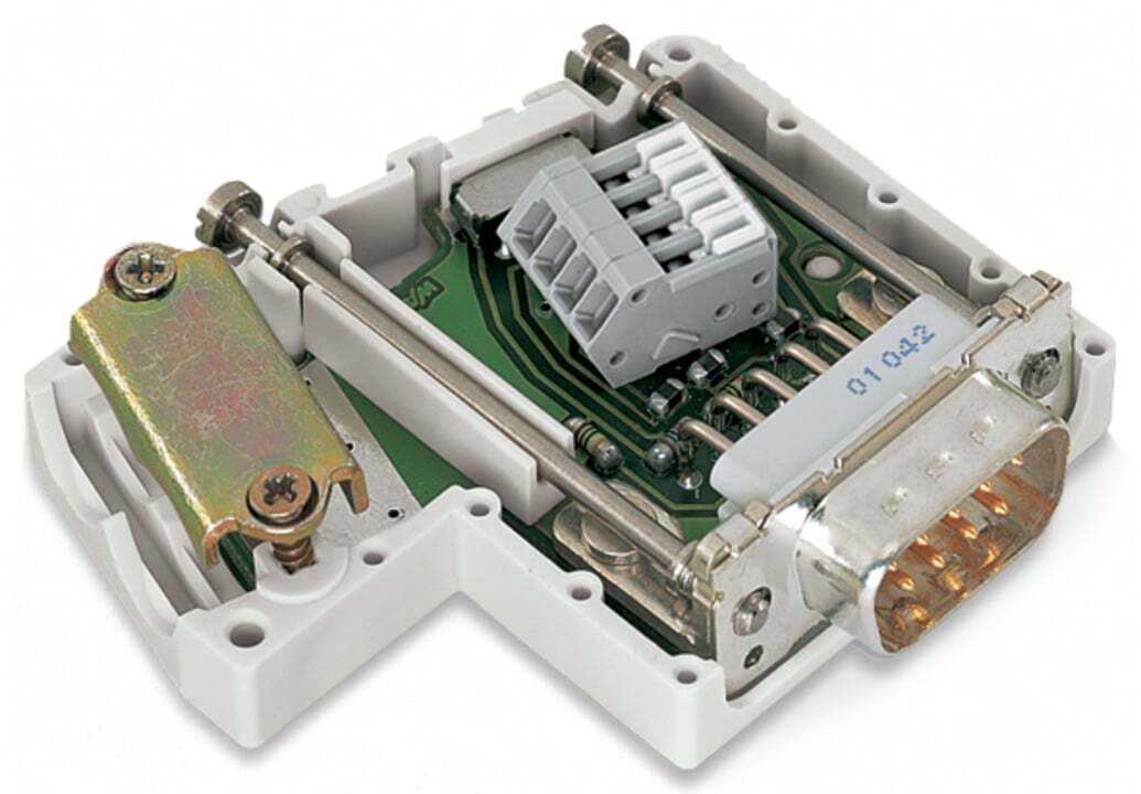 750-960 Male Fieldbus Connector, 0.63 in H x 2.126 in W x 1.772 in D, Polyamide 6.6, Light Gray