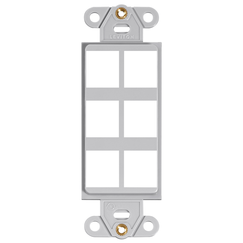 41646-GY Decora QuickPort Multimedia Insert, 6 Ports, Fastened Mount, Gray