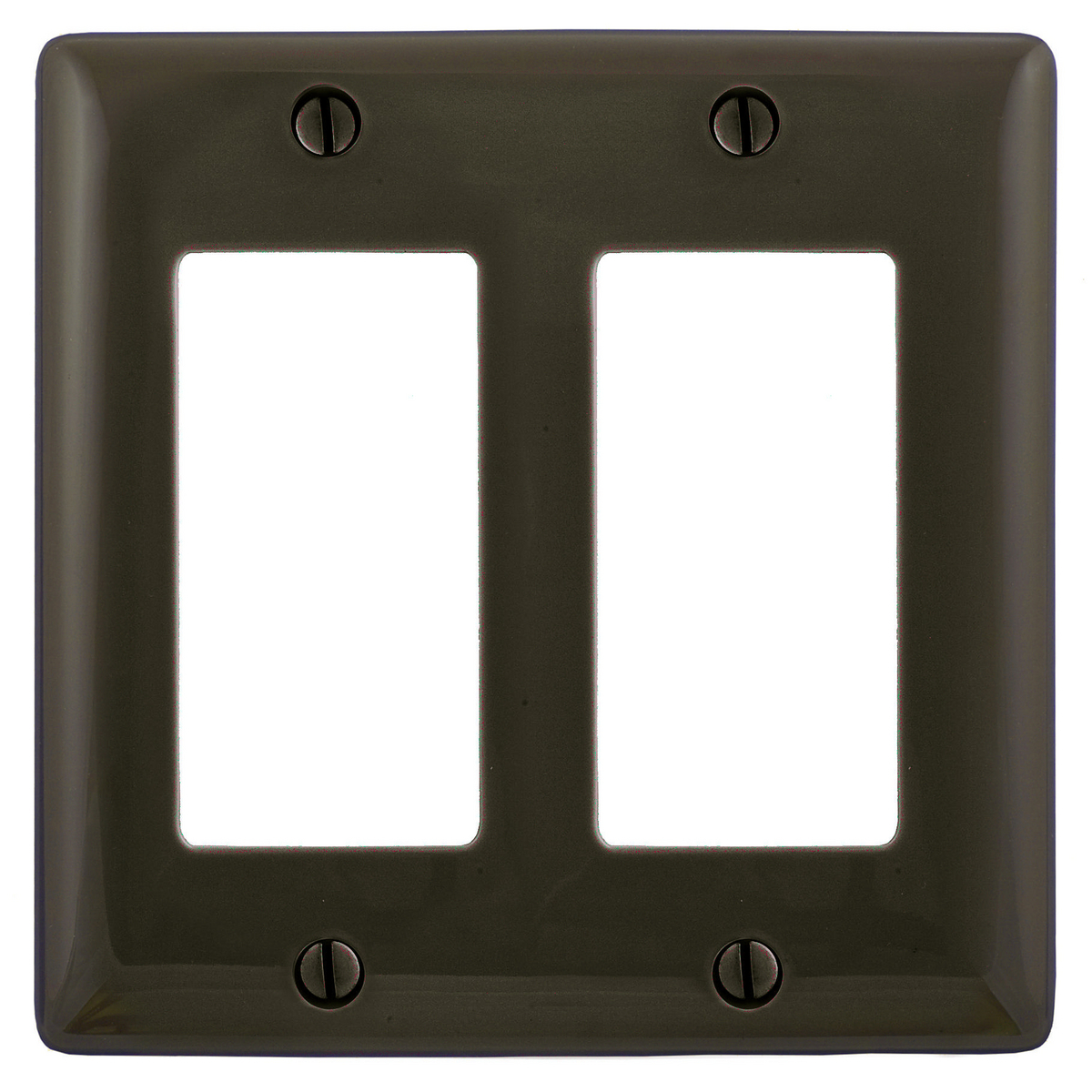 NPJ262 Medium Rectangle Decorative Wall Plate, 2 Gangs, 4.94 in W x 4.875 in H, Nylon, Brown