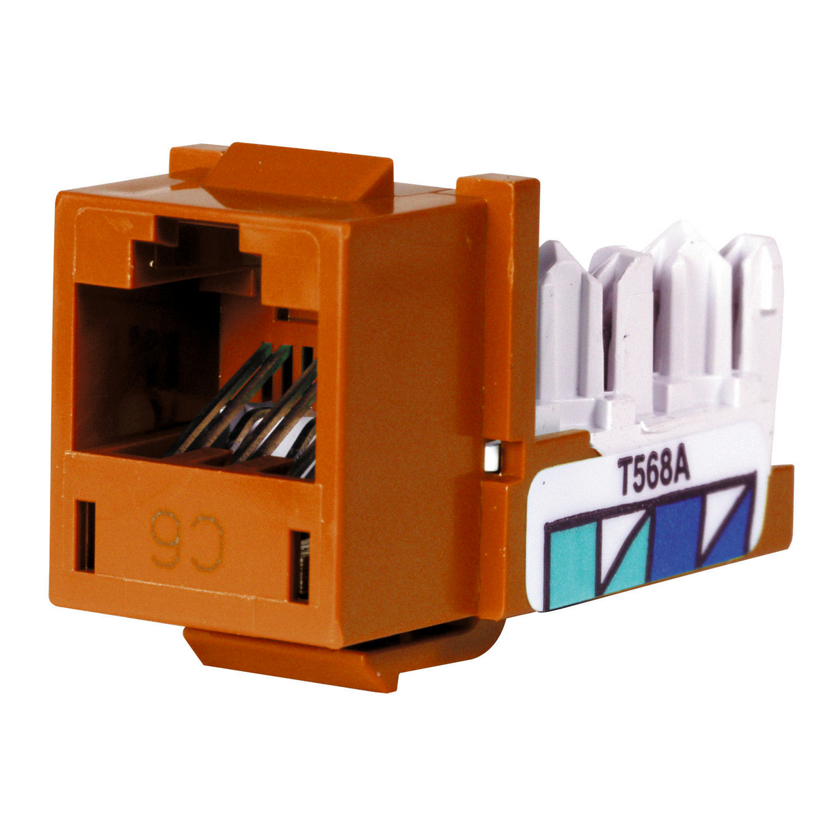 HXJ6OR Standard Universal A/B Keystone Jack, Cat 6 Module, Orange