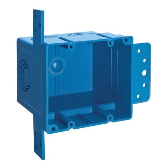 A238 Carlon ENT Flexible Raceway Non-Metallic Outlet Box With Eccentric Knockouts, PVC, 38 cu-in Capacity, 2 Gangs, 5 Knockouts, 3.844 in L x 3.53 in W x 3.45 in D