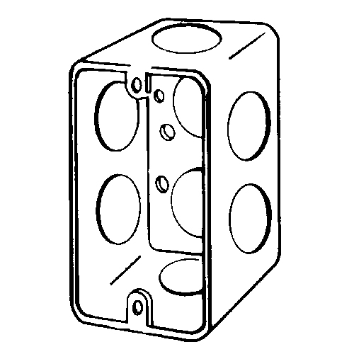 4CS-3/4 Handy Box With Knockouts, Steel, 13 cu-in, 1 Gang , 7 Outlets, 7 Knockouts