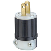 MS2-P Cable Mount Non-Grounding Midget Straight Blade Plug, 125 V AC, 15 A, 2 Poles, 2 Wires, Black/White