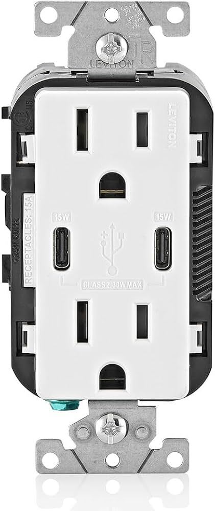 T5637-W T5637 Tamper-Resistant Duplex Receptacle, Electrical Ratings: 125 V AC, 15 A, White