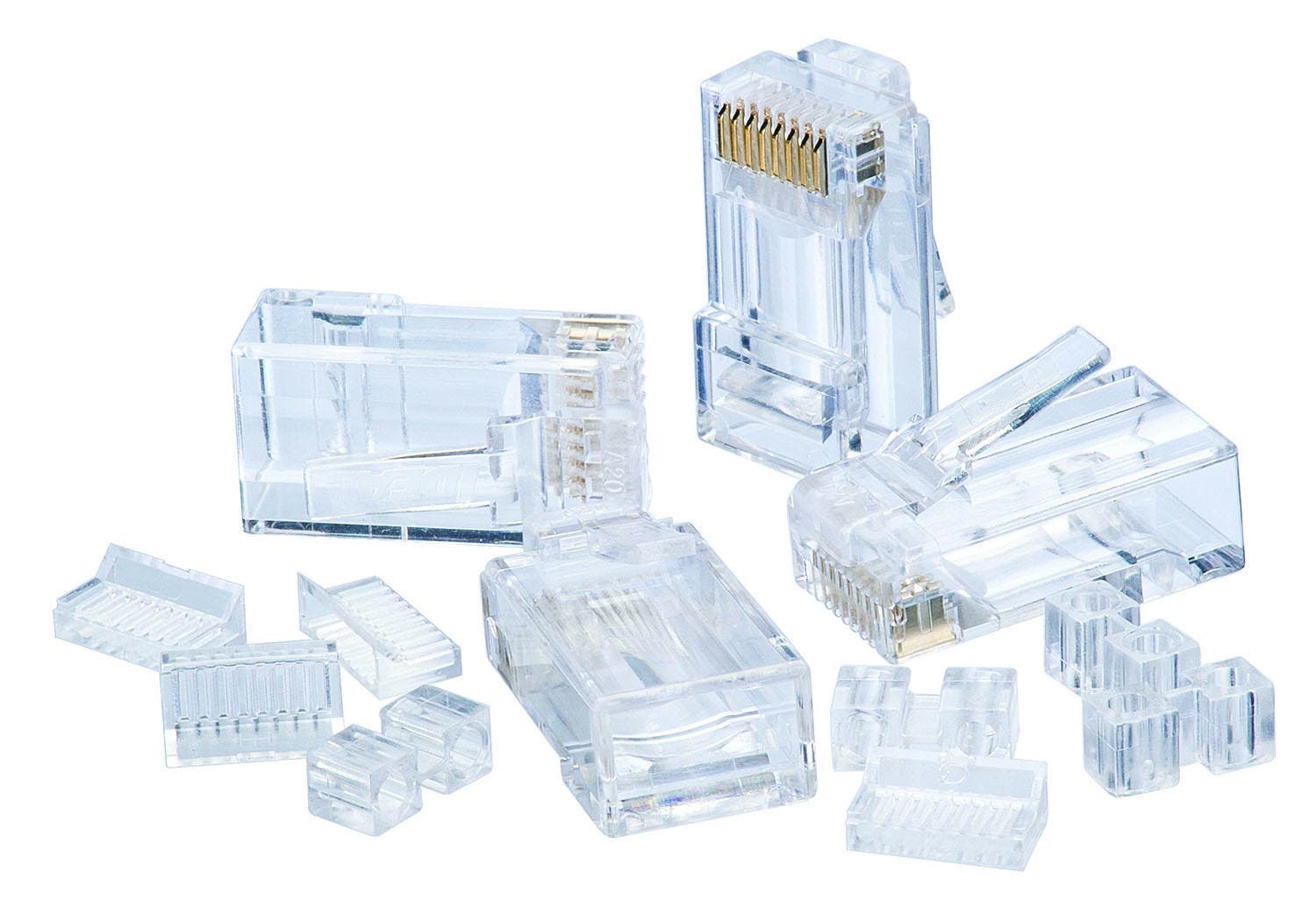 85-366 Modular Plug, Cat 6 RJ45 Module, 8 Ports, Nylon, Clear