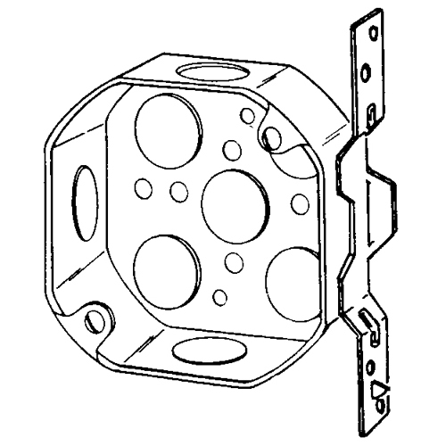 4OVB-1/2 Octagon Box, Steel, 15.5 cu-in Capacity, 8 Knockouts, 1-1/2 in D