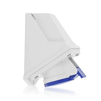 S416-S9 Splashproof Pin and Sleeve Receptacle, 250 V AC/600 V DC, 16 A, 4 Poles, 5 Wires, Blue