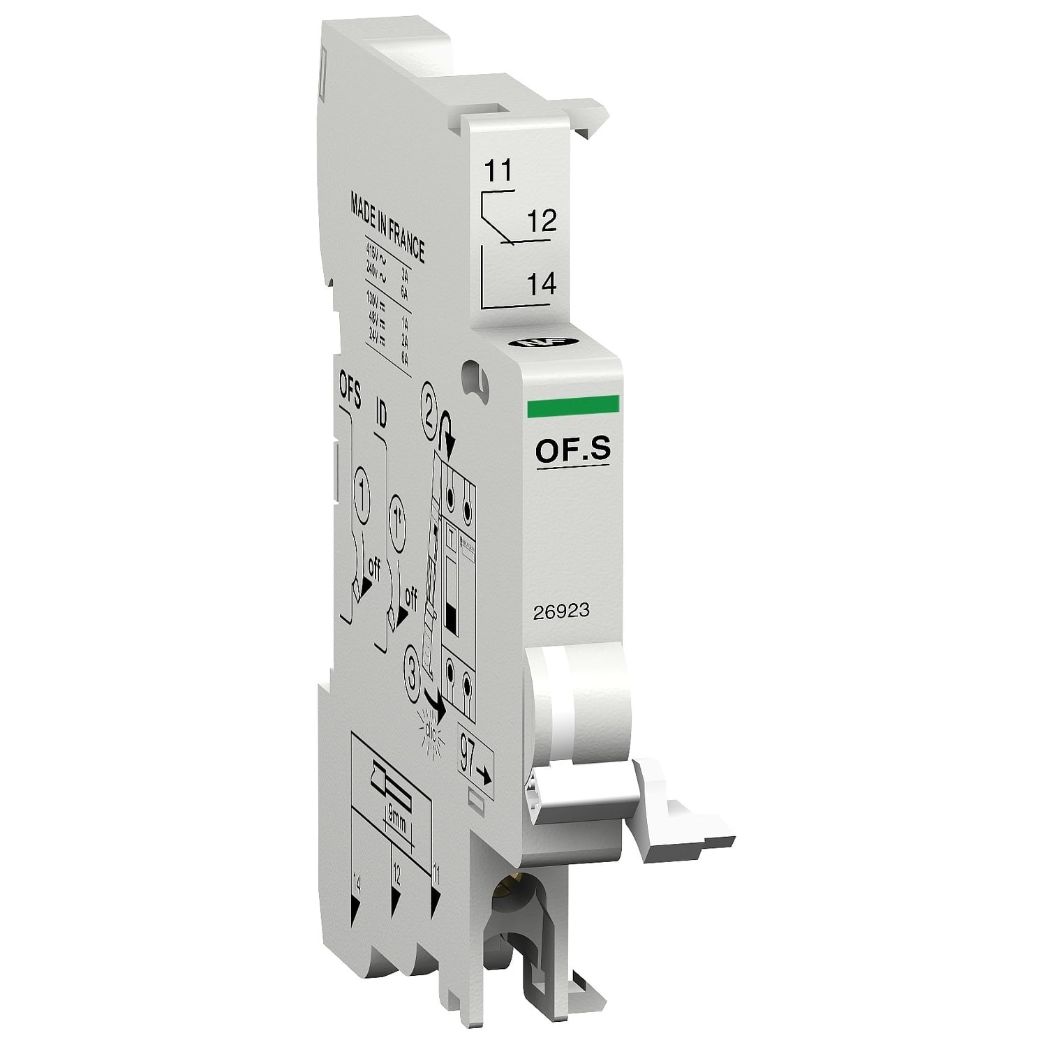 auxiliary contact - 1 OCS - 380..415 V - 6 A - for RCCB