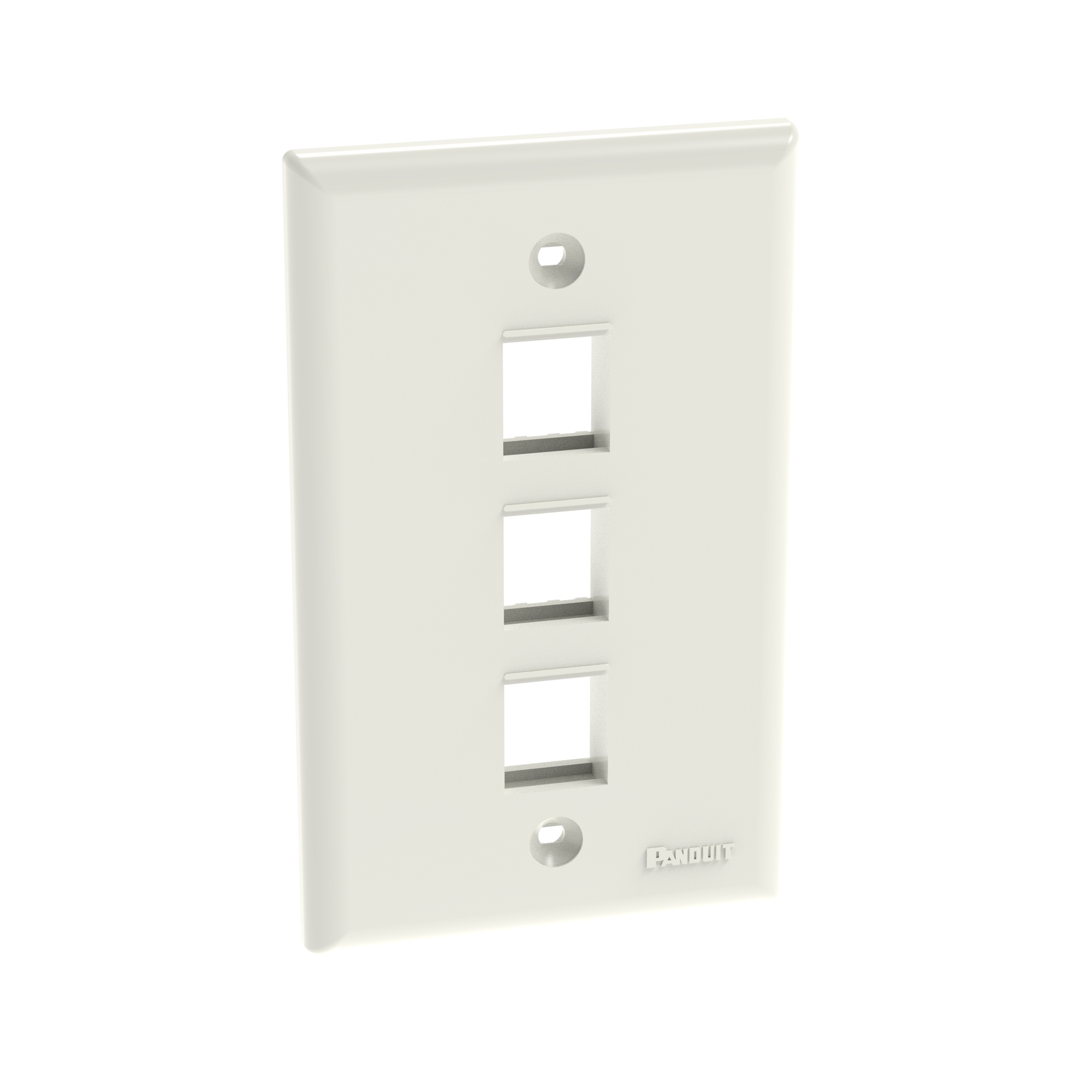NK3FNIW PanNet NetKey Flat Vertical Faceplate, 1 Gangs, 3 Ports, Keystone Module, Fastened Mount, ABS