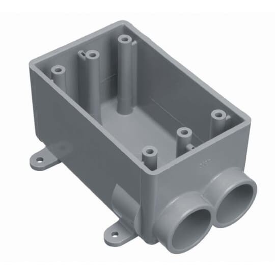 E982DFN-CTN Carlon Type FSC 2-Hub Rigid Device Box, PVC, 18 cu-in, 1 Gang, 4.54 in L x 2.8 in W x 2.42 in D