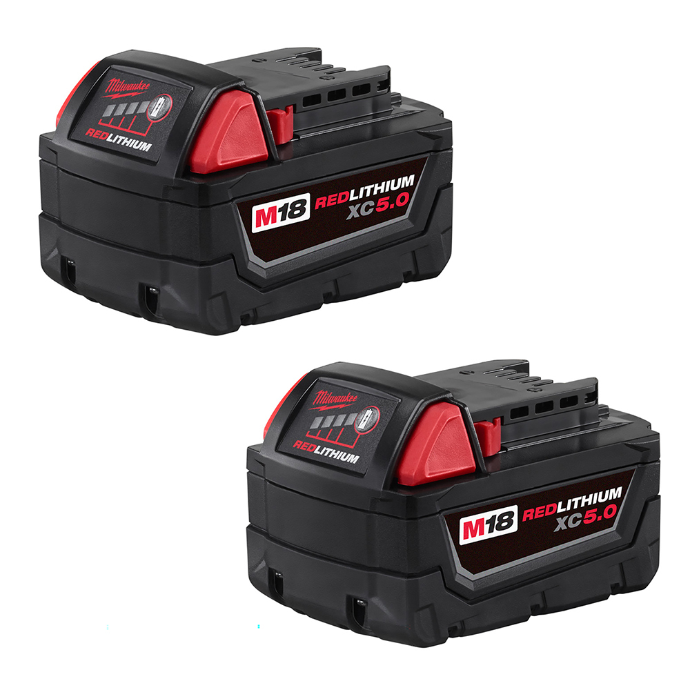 48-11-1852 M18 RedLithium Rechargeable Cordless Battery Pack, 5 Ah Li-Ion Battery, 18 V DC Charge, For Use With M18 Cordless Power Tool
