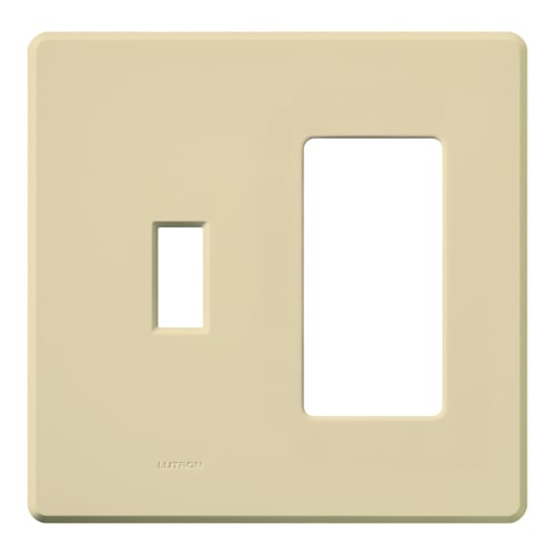 FG-2-TD-IV Fassada Combination Traditional and Designer/Decorator-Style Opening for Dimmers and Switches, 2 Gang, Matte, Ivory