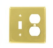 81005-PB 1-Duplex 1-Toggle Standard Combination Wall Plate, 2 Gangs, Brass