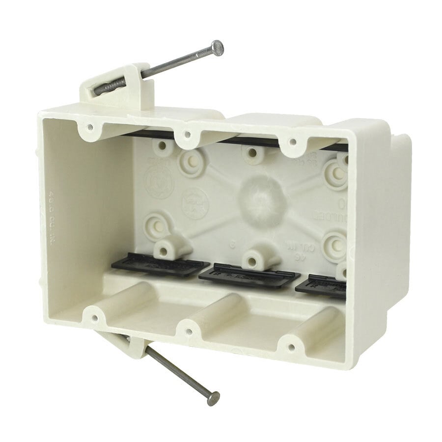 3-Gang Switch/Receptacle Outlet Box; 3 Inch Depth, Thermoset-Fiberglass Reinforced Polyester, 46 Cubic-Inch, Beige/Tan