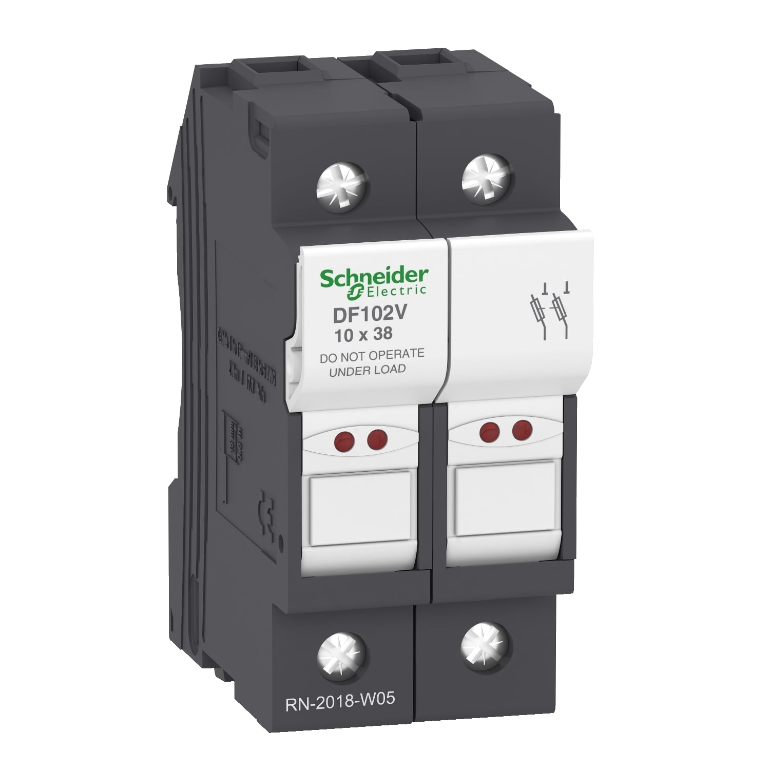 DF102V TeSys Fuse Holder With LED Blown Fuse Indicator, 690 V AC, 32 A, 16 to 10 AWG Wire, 2 Poles