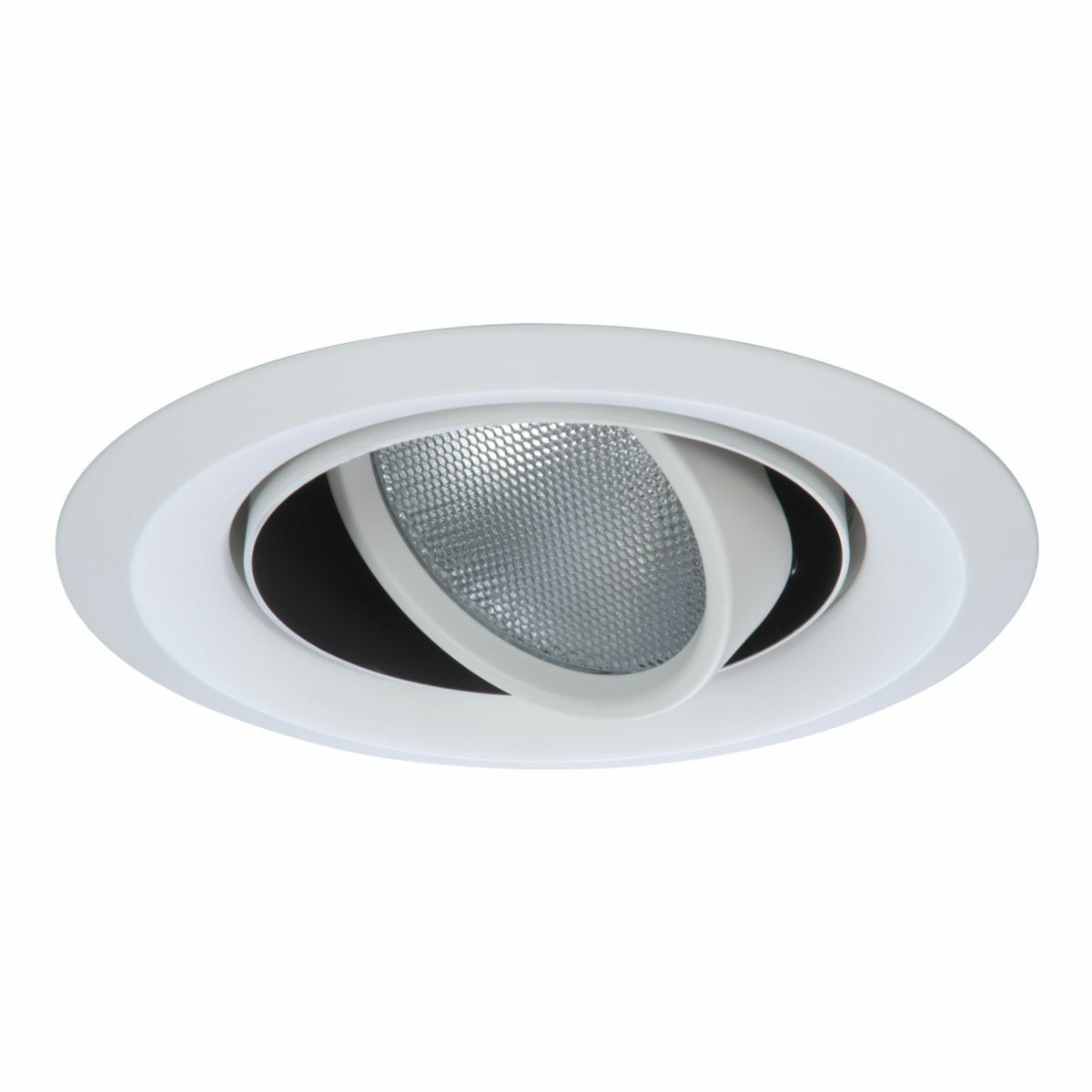 6215WH Halo 6215 35 to 50 deg Tilt Double Gimbal Lighting Trim, 3-3/8 in Dia Inside x 7-3/4 in Dia Outside, Incandescent Lamp, For Use With 6 in Recessed Downlight Housing