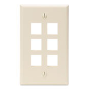 41080-6TP QuickPort Standard Size Wallplate, 1 Gang, 2-3/4 in W, Plastic, Surface Mount