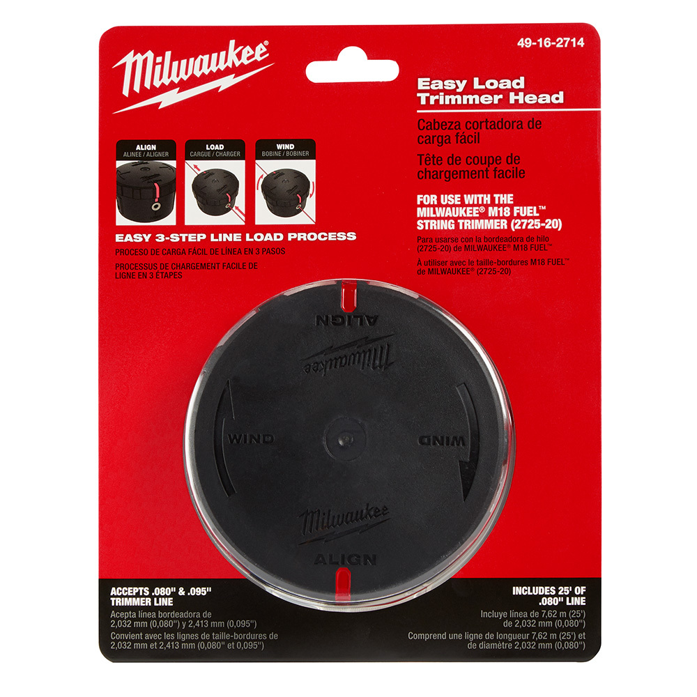 49-16-2714 Easy Load Trimmer Head With M18 FUEL 2725-20 String Trimmer, For Use With M18 FUEL 2725-20 String Trimmer, Plastic, Black