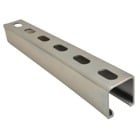 Channel, 14 Gauge, 1-1/2 Inch x 3/4 Inch, Length 10 Feet, Half Slot, Steel with Punched 7/8 Inch Holes on 1-1/2 Inch Centers
