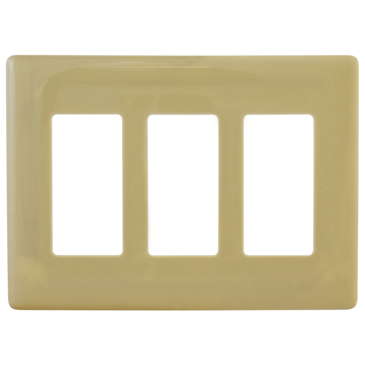 NPS263I Non-Metallic Standard Screwless Decorative Wall Plate, 3 Gangs, 6.62 in W x 4.75 in H, Nylon, Ivory