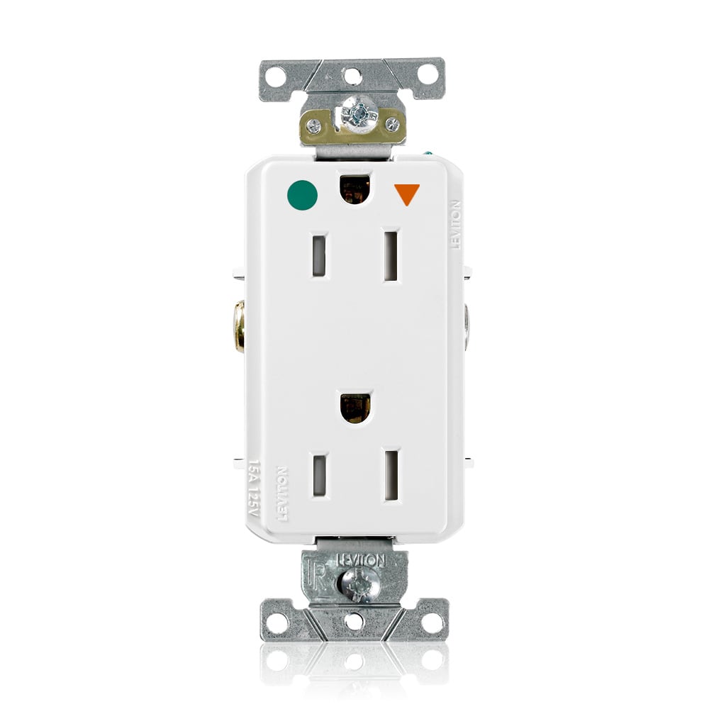 DT820-IGW Decora Plus DT820-IG Duplex Heavy Duty Isolated Self-Grounding Smooth Face Tamper-Resistant Straight Blade Receptacle, 125 V AC, 15 A, 2 Poles, 3 Wires, White
