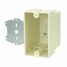 1-Gang Switch/Receptacle Outlet Box; New Work, Z Hanger Offset, 3-1/4 Inch Depth, Thermoset-Fiberglass Reinforced Polyester, 20.5 Cubic-Inch, Beige/Tan