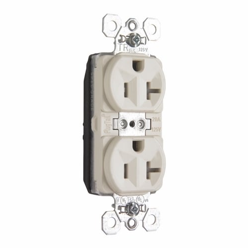 PTTR5362LA PlugTail 20 Amp 125V Spec-Grade Duplex Receptacle, Light Almond
