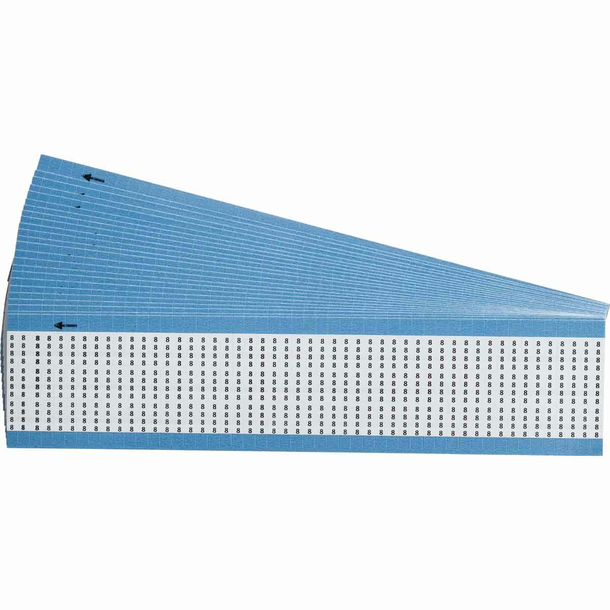 TMM-8-PK TMM Die-Cut Pre-Printed Solid Number Wire Marker Card, 4.35 mm W, Black on White, B-702 Low Profile Vinyl Coated Polyester, 108 Markers per Card