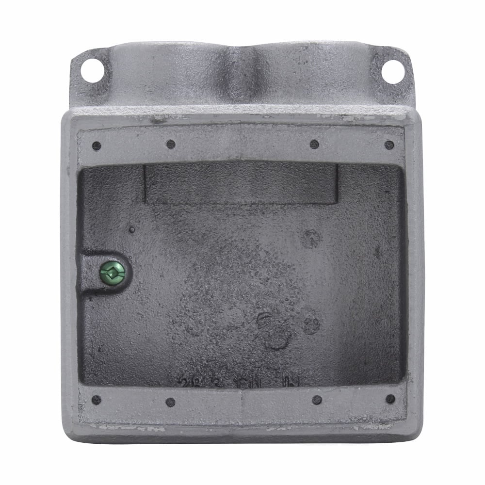 FSS222 Condulet Type FSS Shallow Device Box, Feraloy Iron Alloy, 2 Gangs, 2 Outlets, 1 Knockout, 4-5/8 in W x 1-7/8 in D x 5-3/16 in H