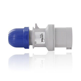 S232-P6 Series I International Configuration Splashproof Pin and Sleeve Plug, 200 to 250 V AC, 32 A, 2 Poles, 3 Wires, Blue