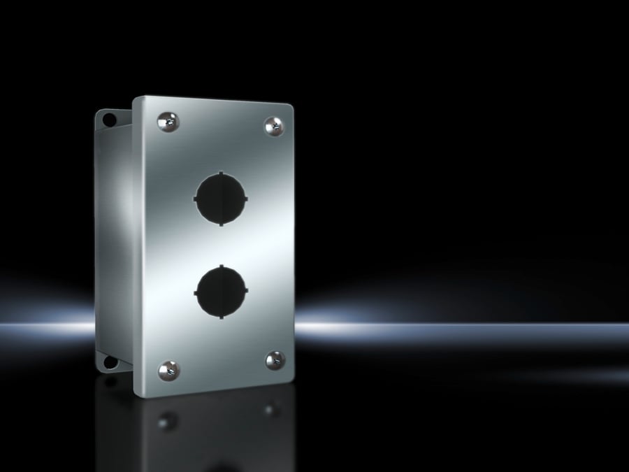 8017734 PB Series 1-Column Extra Deep Pushbutton Enclosure, 3.98 in W x 4.72 in D, 3 Outlets, NEMA 4X/12/13, 304 Stainless Steel