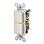 5634-I Decora Dual Grounding Combination Switch, 15 A, 120/277 V AC, 1 Poles