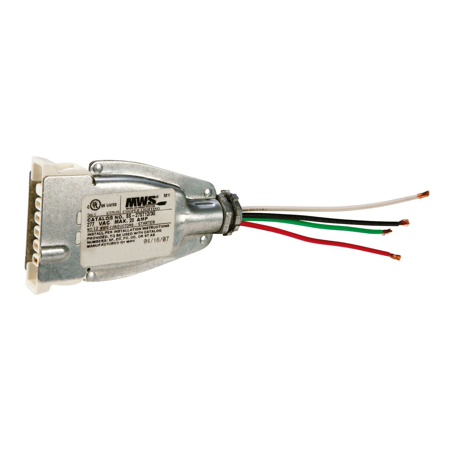 27ST12/2G ST Series Lighting Starter Fitting Starter Cable, 277 V AC, 20 A, Galvanized Steel