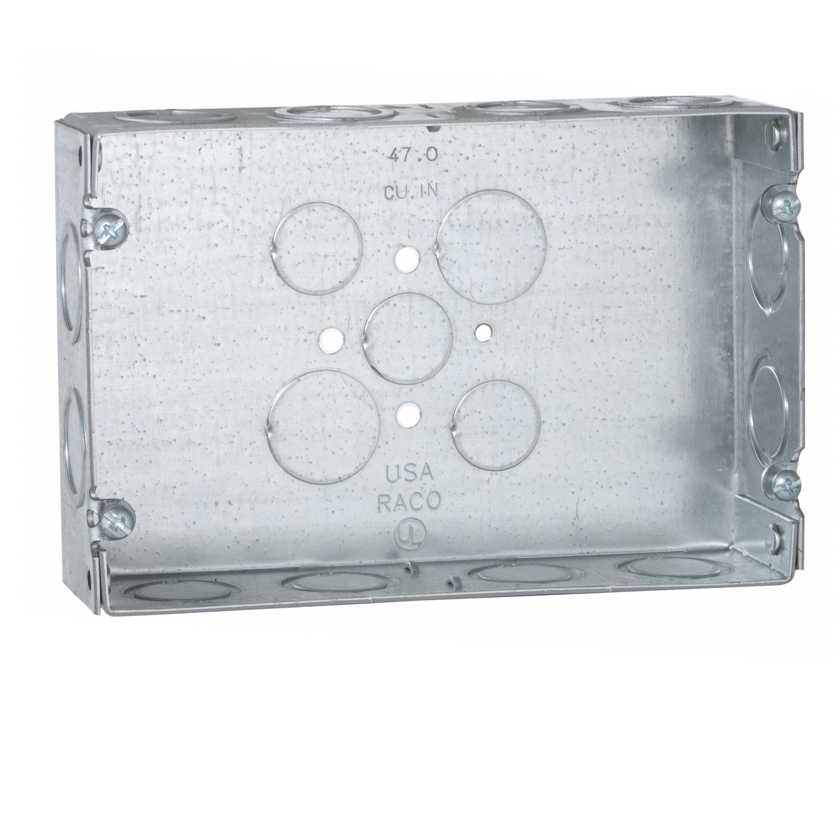 951 Gang Box, Steel, 47 cu-in Capacity, 2 Gangs, 17 Knockouts