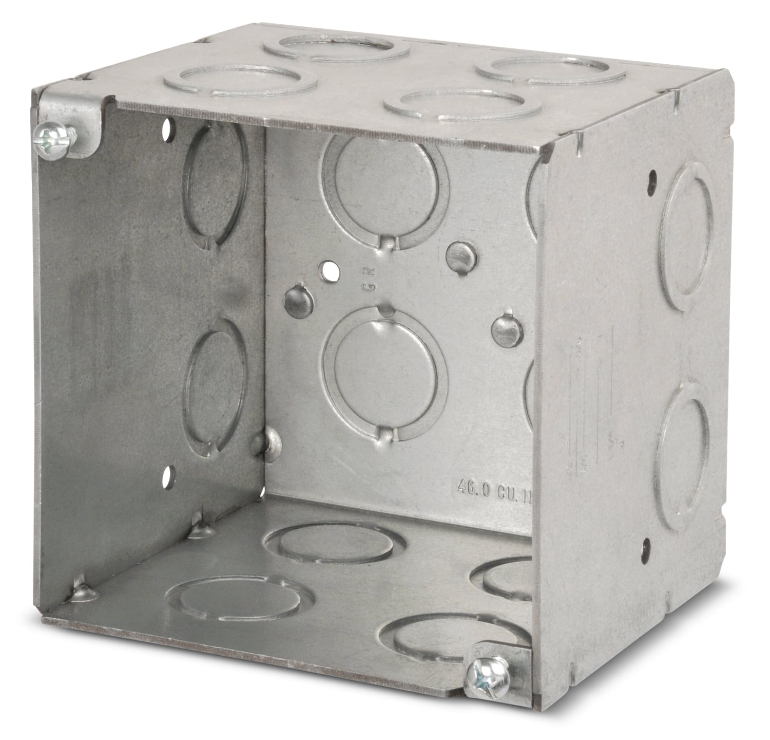 521911234 Steel City Specialty Outlet Box, Steel, 46 cu-in Capacity, (1) Outlets, (16) Knockouts, 4 in H x 4 in W x 3-1/2 in D
