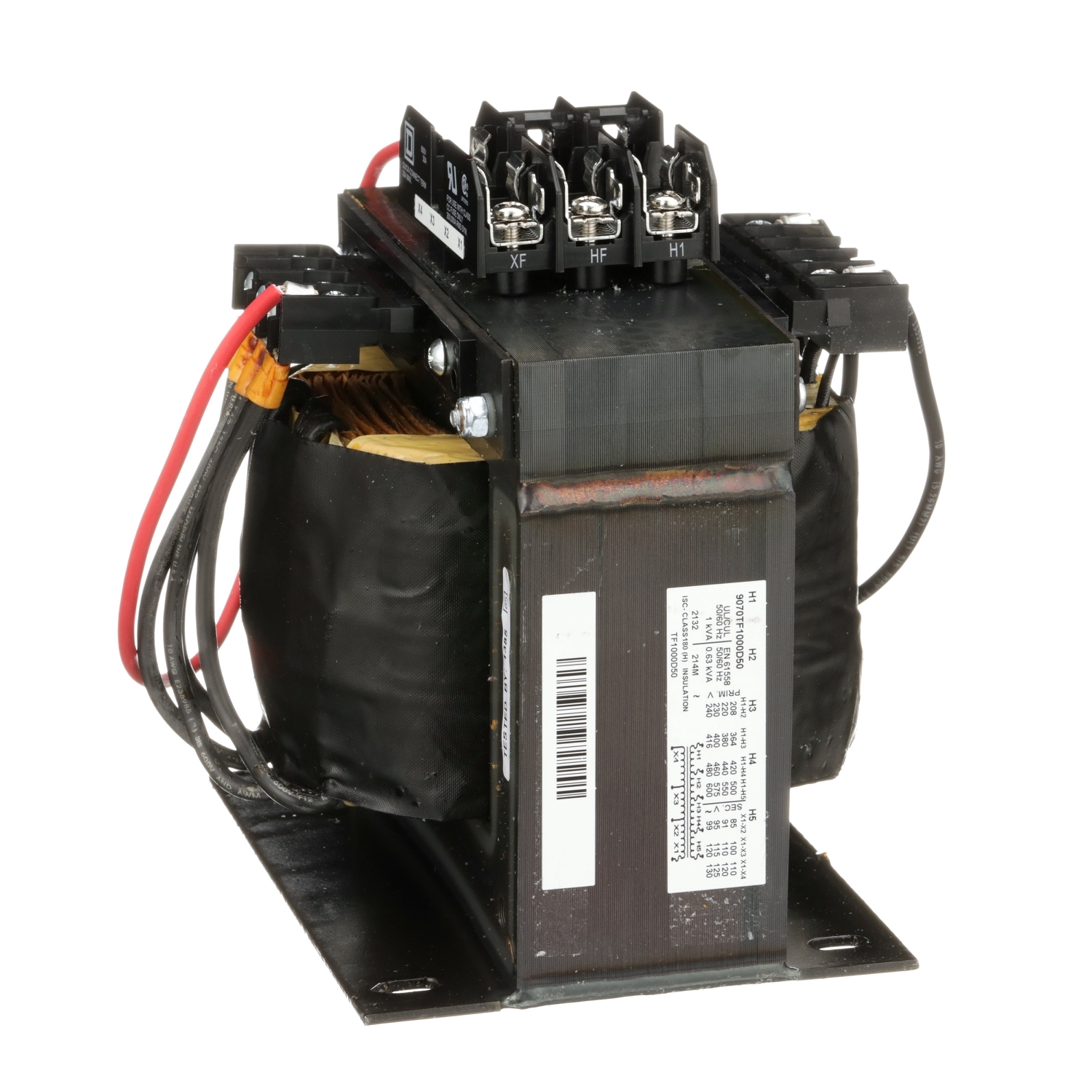 9070TF1000D50 Type TF Control Transformer, 240/416/480/600 V Primary, 99/120/130 V Secondary, 1000 VA Power Rating, 1 Phase