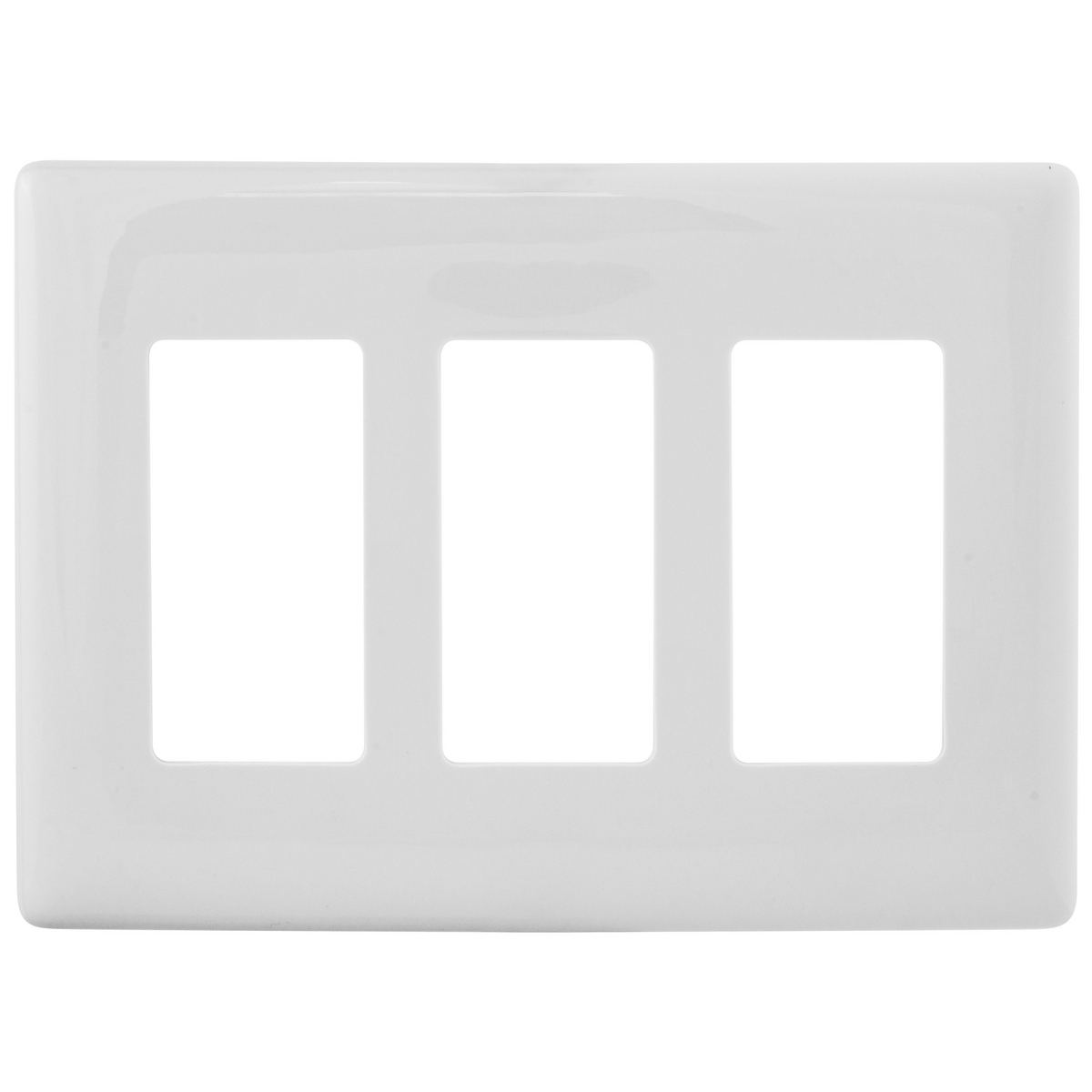 NPS263W Non-Metallic Standard Decorator Wall Plate, 3 Gangs, 6.62 in W x 4.75 in H x 0.25 in D, Polycarbonate, White