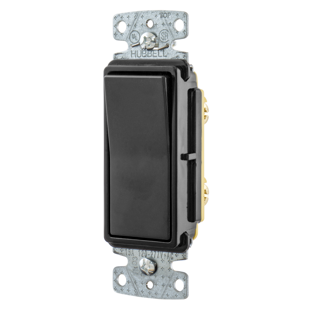 RSD115BK Residential Grade Self-Grounding Standard Rocker Switch, 120/277 V, 15 A, 4155 W Power Rating, 2 Position Contact