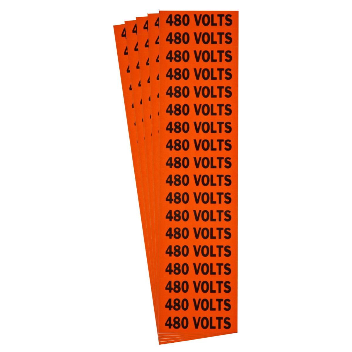 152488 CleanLift Repositionable Rectangle Self-Adhesive Style C Conduit and Voltage Label, 2-1/4 in W, 480 VOLTS Legend, Black Legend, Orange Background, B-498 Vinyl Cloth
