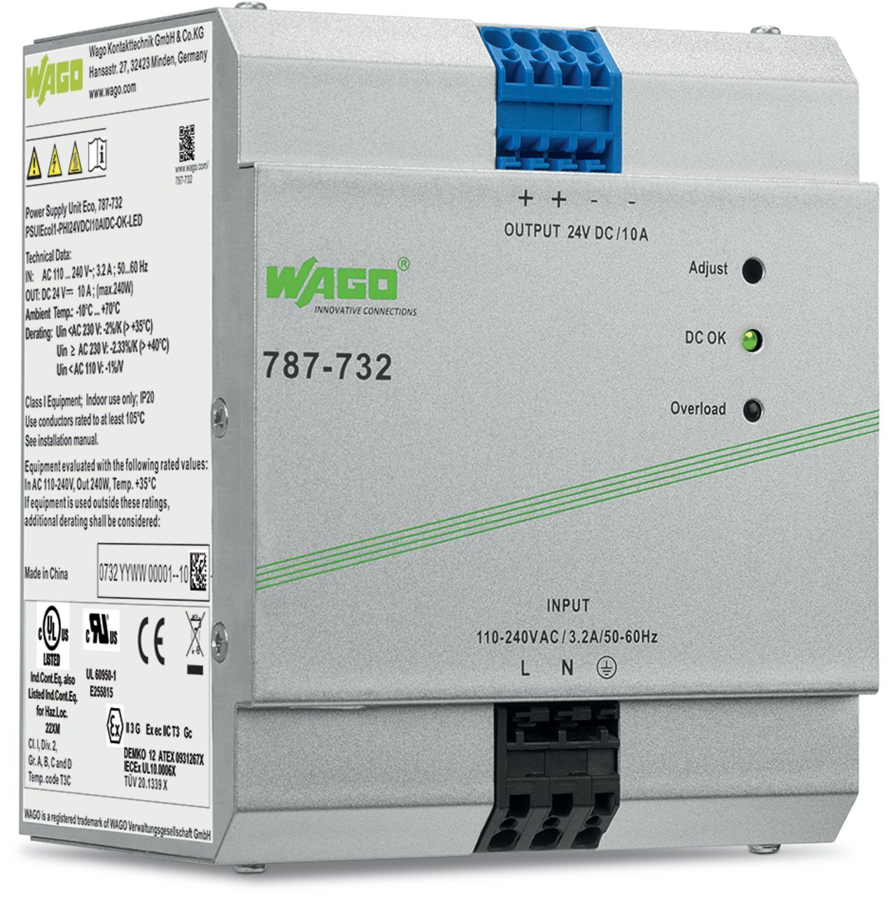 787-732 1-Phase, 264 V Input, 24 V DC Output, DIN Rail Mount